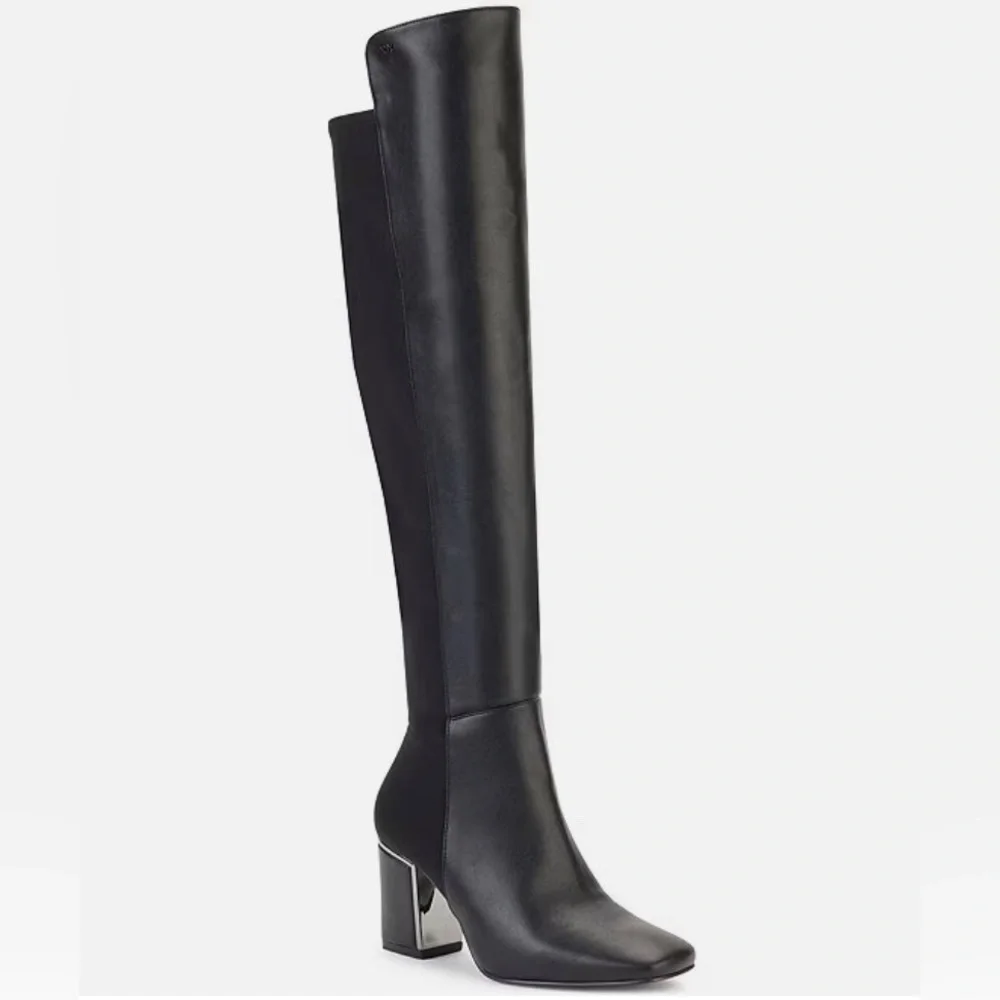 DKNY black Leather & microfiber Over The Knee Boots size 11‎ new